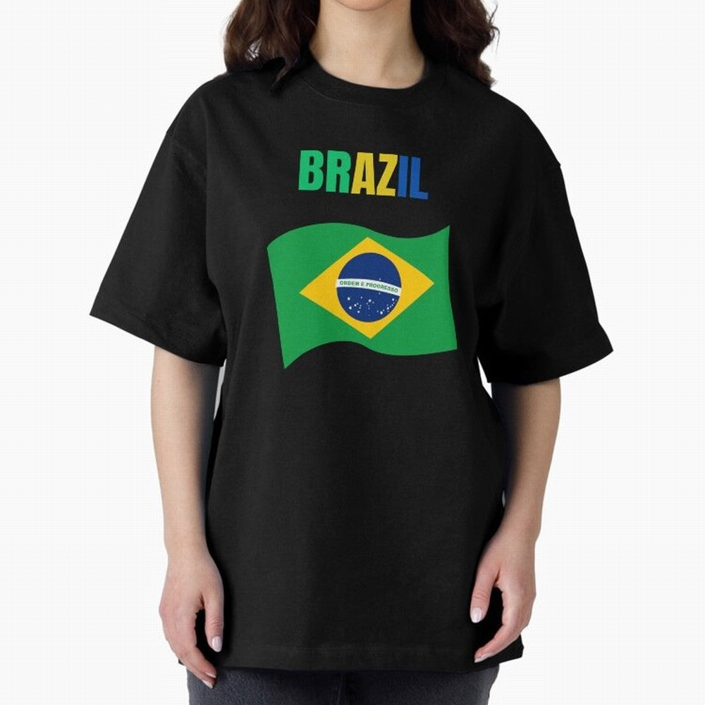 I love Brazil Oversized T-Shirt Feel International Energy from Global Football Passion for FIFA World Cup 2026 USA Canada Mexico, Made for Messi, Neymar and Mbappe, Argentina, Goal Celebration Energy, Supporter Heritage, Football Icons and