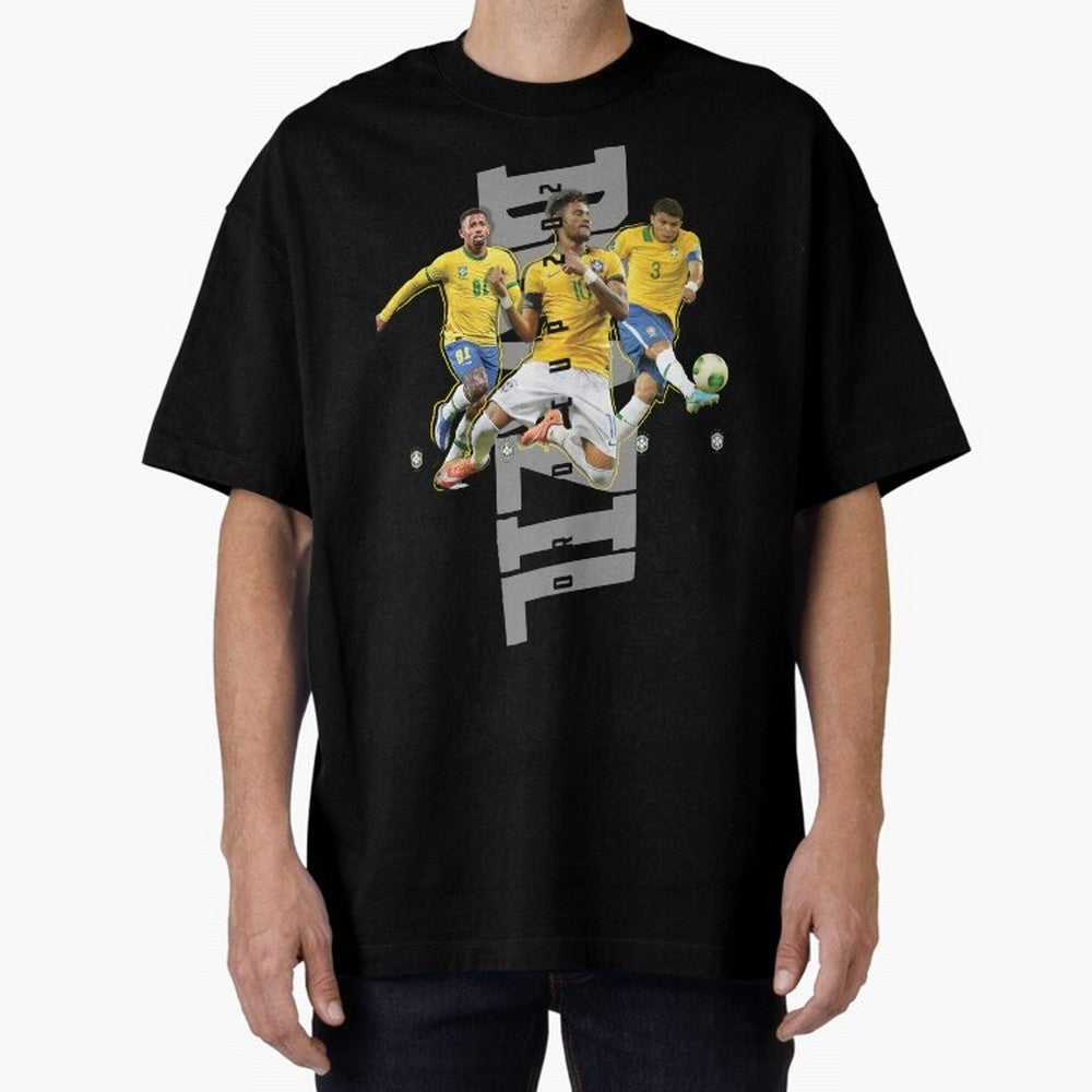 Brazil World cup 2022 Oversized T-Shirt Carry National Pride through Match Day Hype around FIFA World Cup 2026, Messi and Cristiano Ronaldo, France, Championship Spirit, Famous Goals, Roaring Crowds and International Football Unity; Created for