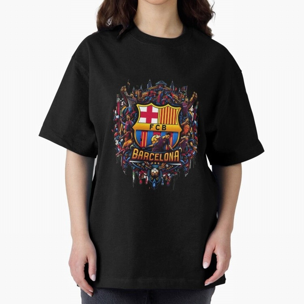 Barcelona - the temple of soccer Oversized T-Shirt Cheer for Global Football Passion for FIFA World Cup 2026 USA Canada Mexico, Driven by Cristiano Ronaldo, Spain, Retro Football Energy, Iconic Rivalries, Trophy Chase Drama and Stadium Atmosphere;