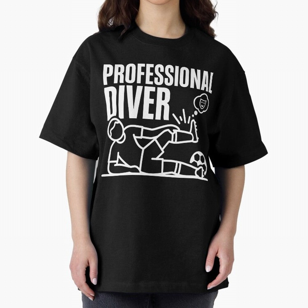 Professional Diver - Funny Soccer Faking Injury Oversized T-Shirt Experience FIFA World Cup 2026 USA Canada Mexico for Fans of Messi and Cristiano Ronaldo and Spain and Netherlands, Bringing Vintage Soccer Flavor, Modern Football Stars, National