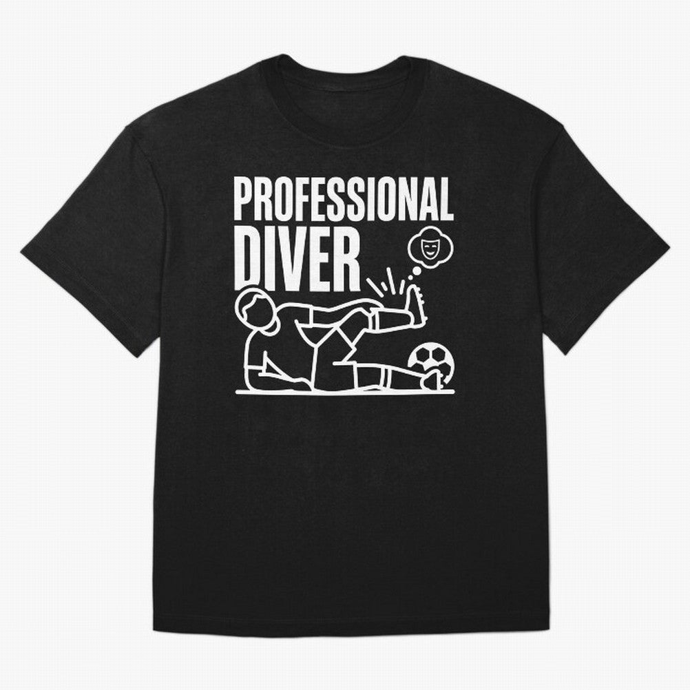 Professional Diver - Funny Soccer Faking Injury Oversized T-Shirt Experience FIFA World Cup 2026 USA Canada Mexico for Fans of Messi and Cristiano Ronaldo and Spain and Netherlands, Bringing Vintage Soccer Flavor, Modern Football Stars, National
