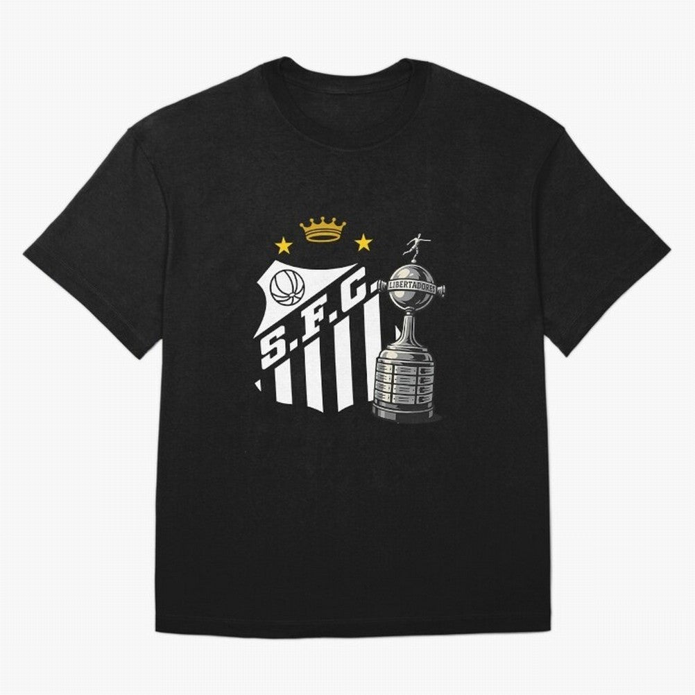 Santos Of Brazil With The Libertadores Cup Oversized T-Shirt Spotlight Global Football Passion for FIFA World Cup 2026 USA Canada Mexico, Connected to Mbappe, England and Germany, Tournament Hype, Historic Matchups, Family Viewing Parties and