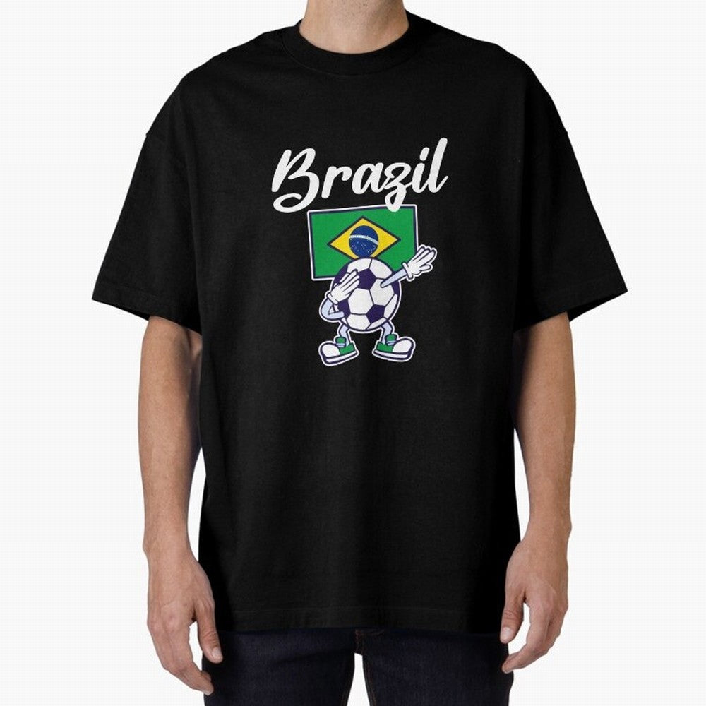 BRAZIL - Dabbing Football Soccer Ball - BRAZIL Classic T-Shirt Embrace Global Football Passion for FIFA World Cup 2026 Group Stage, with Haaland, France and Portugal, Vintage Soccer Flavor, Modern Football Stars, National Flags and Final Night