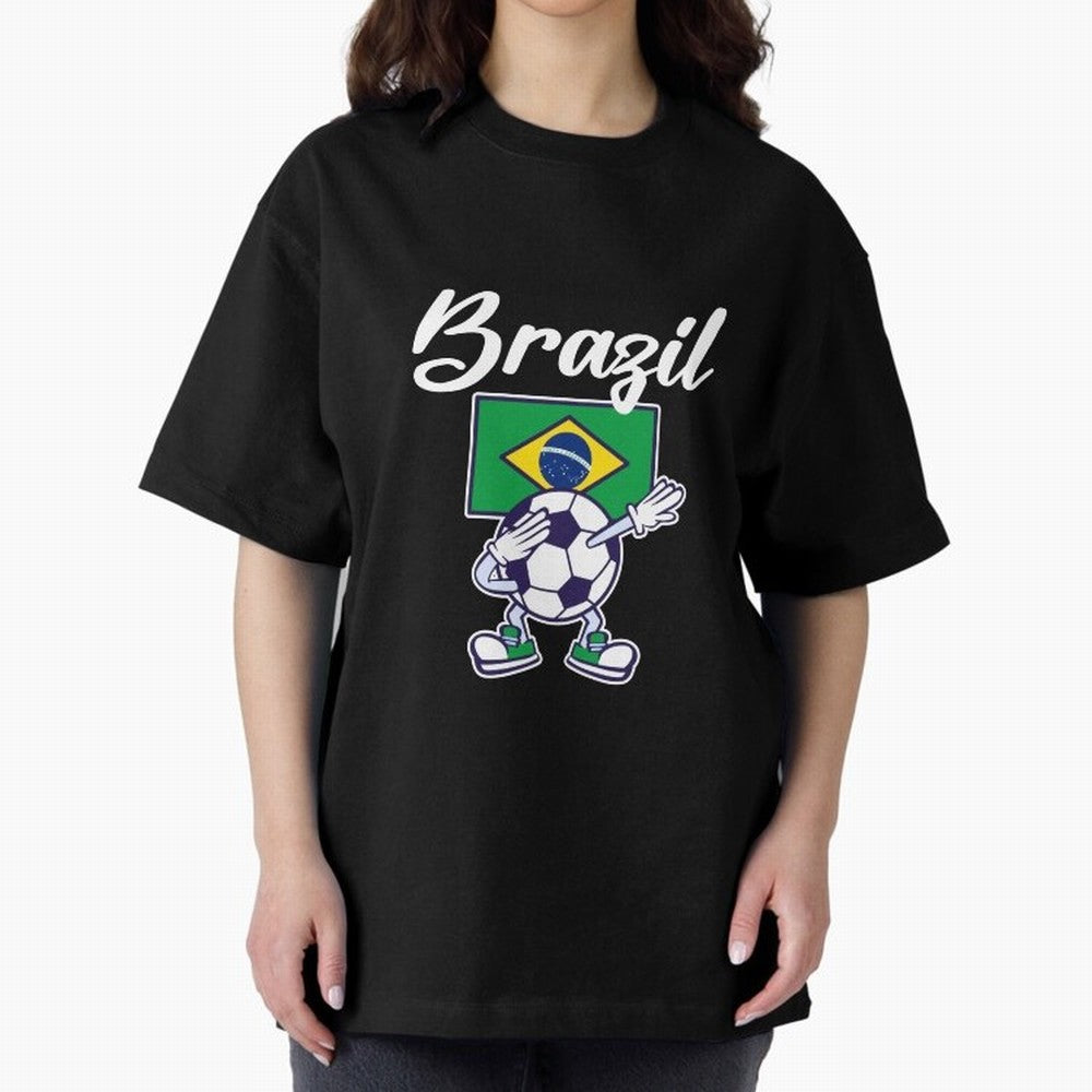 BRAZIL - Dabbing Football Soccer Ball - BRAZIL Classic T-Shirt Embrace Global Football Passion for FIFA World Cup 2026 Group Stage, with Haaland, France and Portugal, Vintage Soccer Flavor, Modern Football Stars, National Flags and Final Night