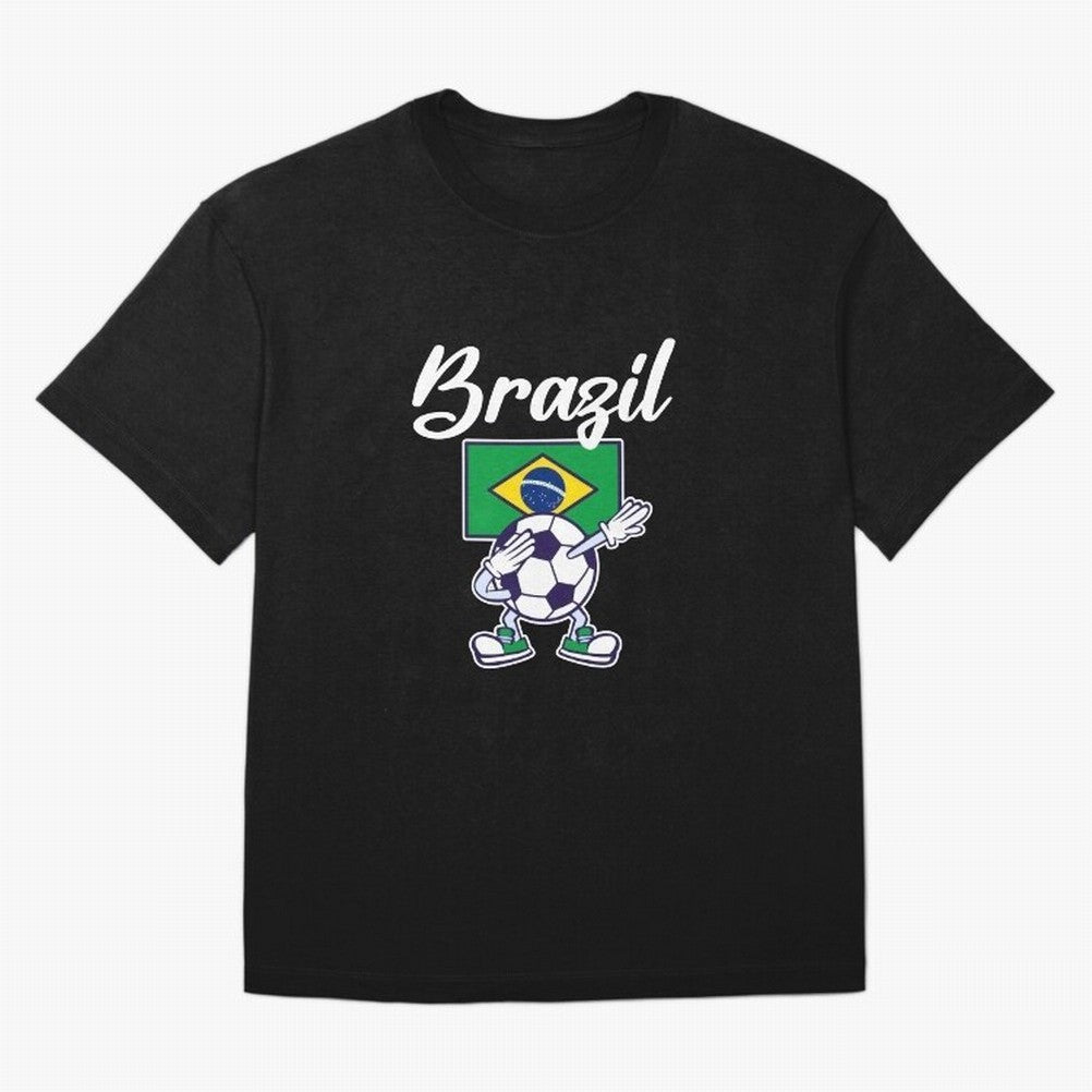 BRAZIL - Dabbing Football Soccer Ball - BRAZIL Classic T-Shirt Embrace Global Football Passion for FIFA World Cup 2026 Group Stage, with Haaland, France and Portugal, Vintage Soccer Flavor, Modern Football Stars, National Flags and Final Night