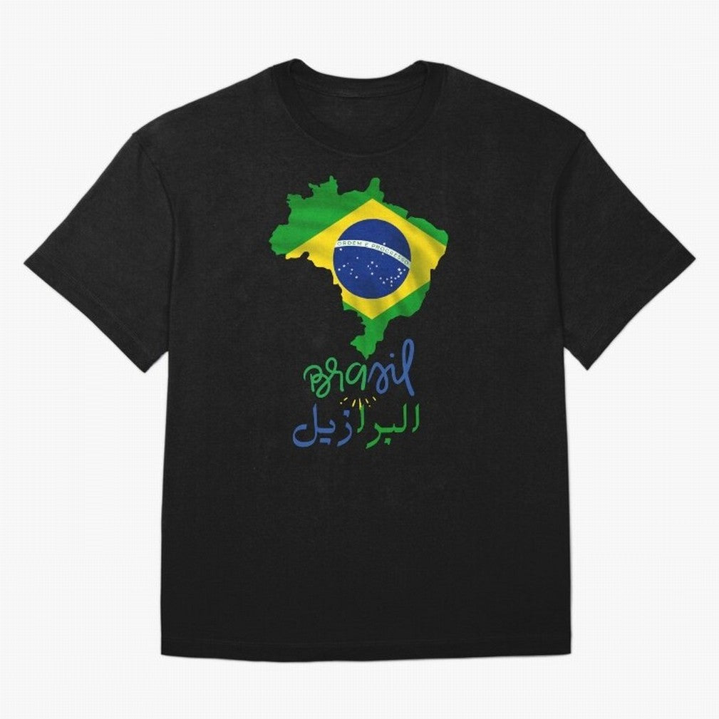 Brasil, Brazil, Flag with arabic character Oversized T-Shirt Show Championship Spirit for FIFA World Cup 2026 for Fans of Cristiano Ronaldo, Haaland and CR7 and Argentina and Brazil, Bringing Soccer Culture, Superstar Moments, National Team Dreams