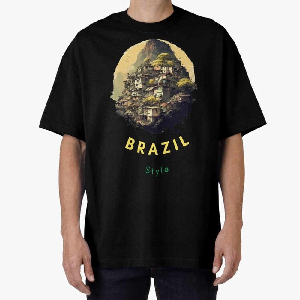 Brazil Style, Japanese Architecture Oversized T-Shirt Embrace FIFA World Cup 2026 with Mbappe and Neymar, Spain Energy, Sports Nostalgia, International Competition, Famous Players and Unforgettable Victories; Made for Collectors Who Enjoy Iconic