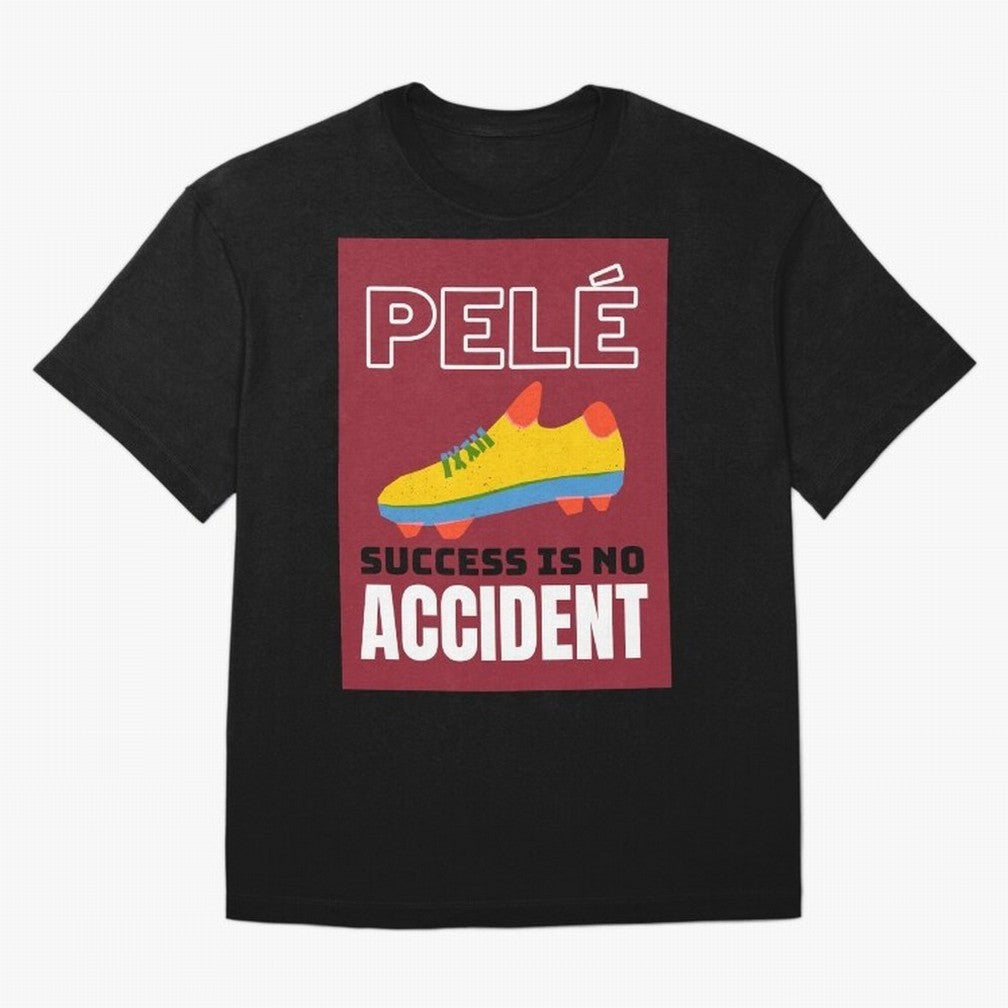 Pele Quote Success Is No Accident Graphic Classic T-Shirt Represent the Passion of Global Football Passion for FIFA World Cup 2026 Group Stage, Built around Messi, Portugal, Spain and Germany, Vintage Soccer Flavor, Modern Football Stars, National