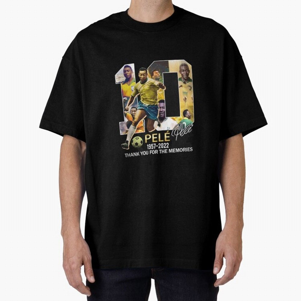 Signed Pele Shirt Oversized T-Shirt Stand Out with Spirit from FIFA World Cup 2026 Group Stage for Fans of Cristiano Ronaldo, Haaland and CR7 and France and Portugal, Bringing Goal Celebration Energy, Supporter Heritage, Football Icons and