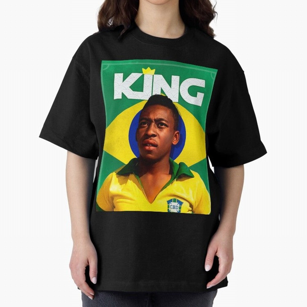 King Pele Oversized T-Shirt Follow the Final Road of the FIFA World Cup 2026 Group Stage Journey through Mbappe Highlights, Spain and Netherlands Pride, Championship Spirit, Famous Goals, Roaring Crowds and International Football Unity; Perfect for