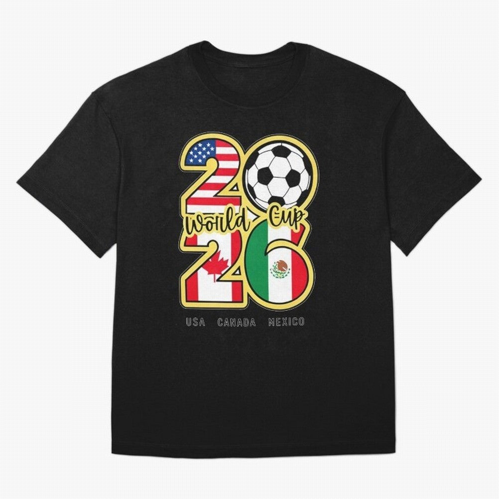 World Cup 2026, Usa Canada Mexico Football Classic T-Shirt Carry the Colors and Pride of Global Football Passion for FIFA World Cup 2026 Group Stage, Celebrating Haaland, Brazil, Portugal and Argentina, Vintage Soccer Flavor, Modern Football Stars,