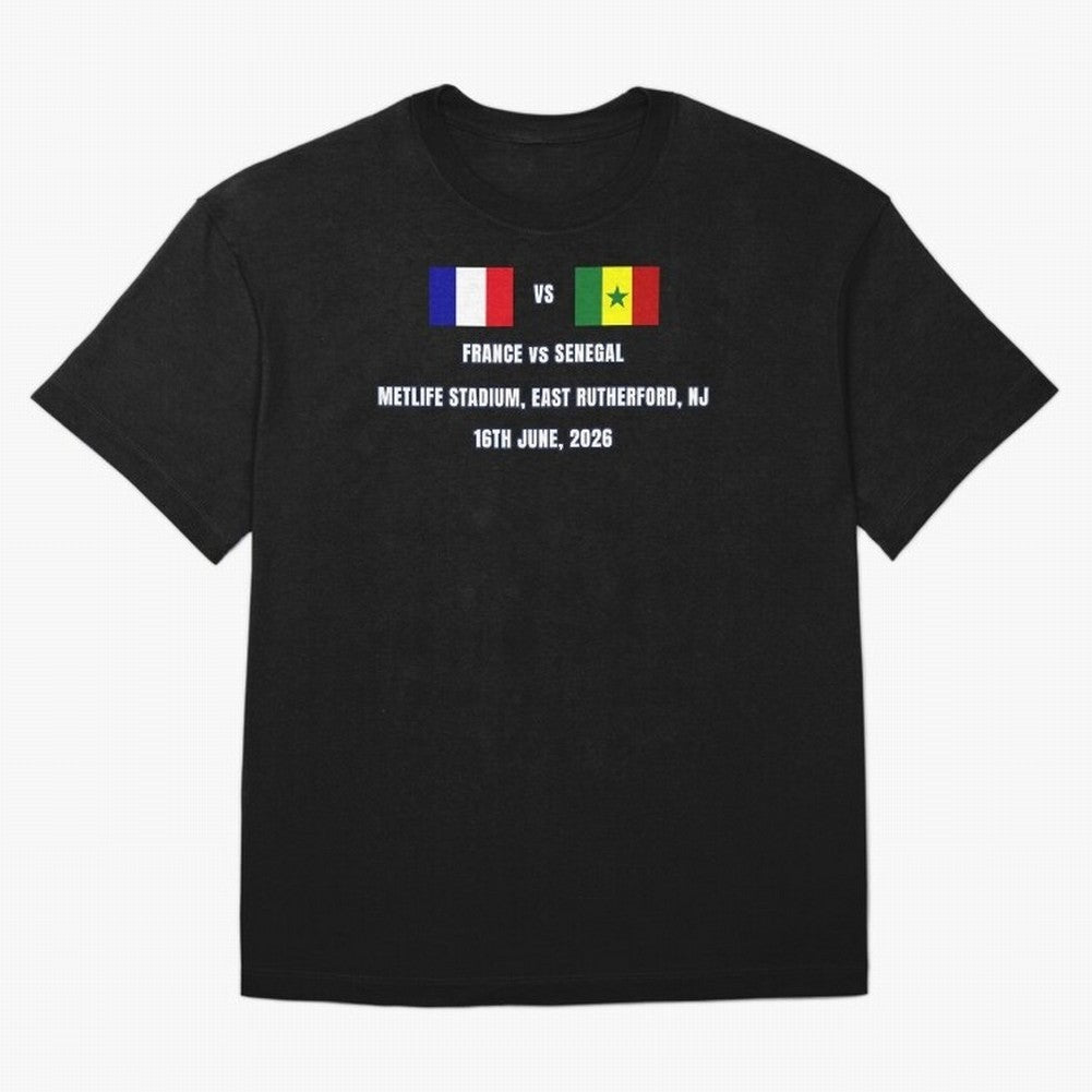 France vs Senegal 16 June 2026 ¨C Football Match Design East Rutherford Classic T-Shirt Bring World Football Passion into Match Day Hype around FIFA World Cup 2026 USA Canada Mexico, Mbappe and Neymar, France and Portugal, Game Day Rituals,