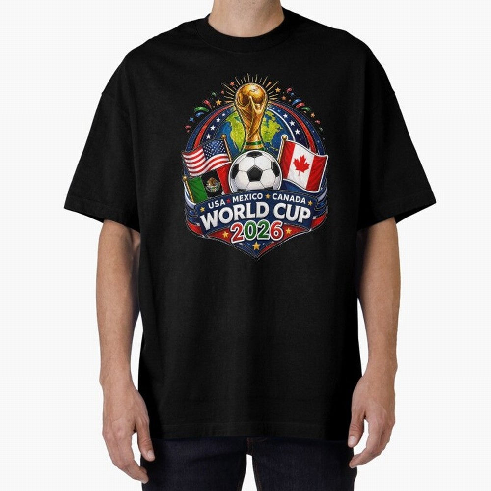 World Cup 2026 Sticker ¨C USA Mexico Canada Football Trophy Design Classic T-Shirt Represent FIFA World Cup 2026 Spirit, Inspired by Spain, Mbappe and Neymar, Match Day Excitement, Supporter Culture, Golden Goals and Global Football Passion; Built