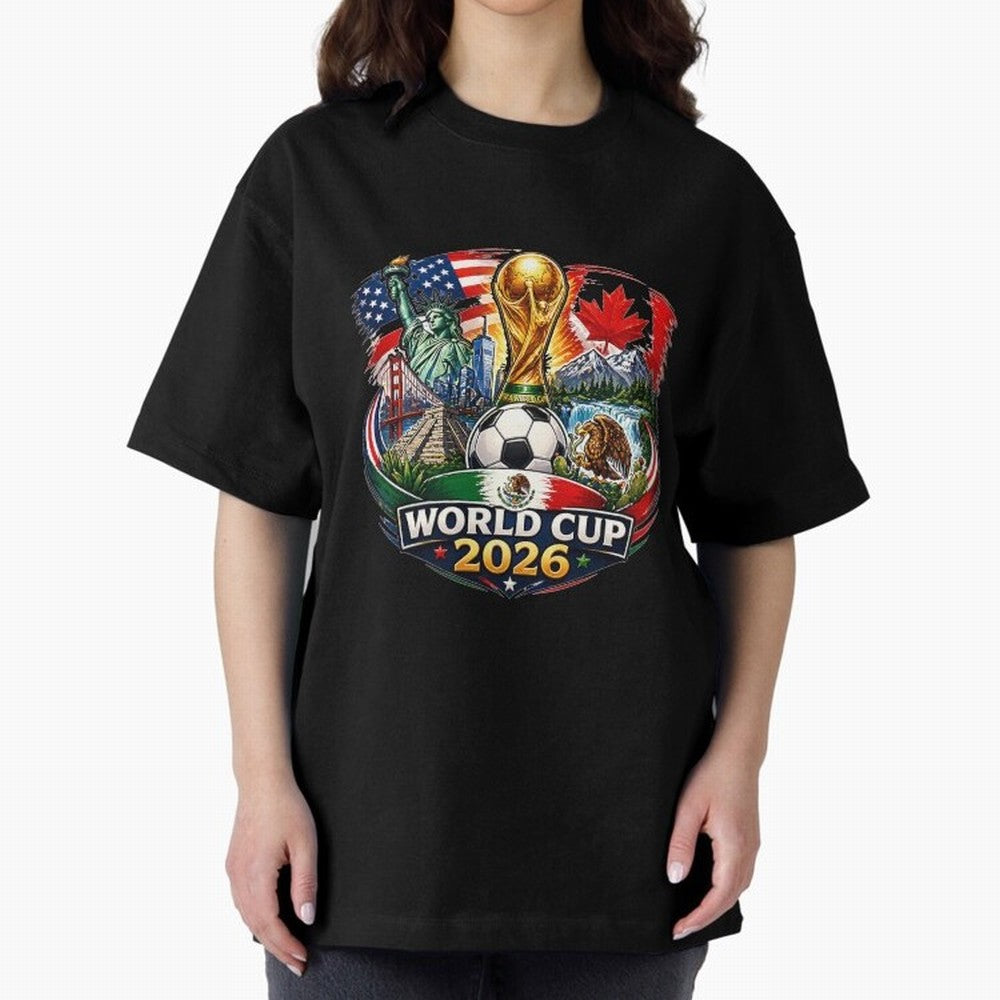 World Football 2026 USA Canada Mexico ¨C Soccer Fan Design Retro Travel Style Classic T-Shirt Share the Excitement of FIFA World Cup 2026 Group Stage Highlighting Mbappe, Argentina and Brazil Energy, Football History, Final Match Energy, Crowd