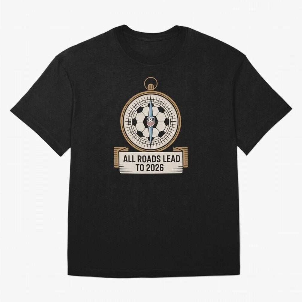 All Roads Lead to 2026 USA Soccer Compass World Cup Classic T-Shirt Turn Every Weekend Toward FIFA World Cup 2026 Group Stage Featuring CR7, Argentina and Brazil Energy, Football History, Final Match Energy, Crowd Noise and Once in a Lifetime