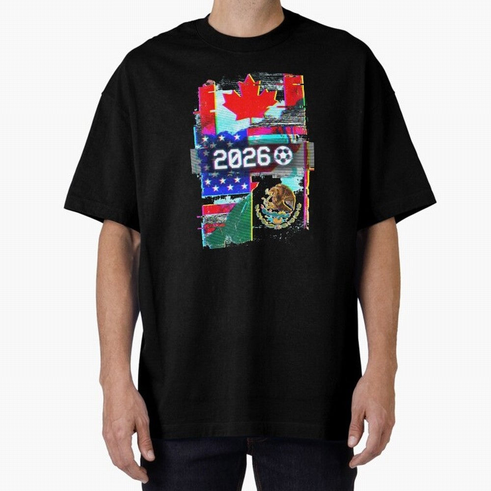 Glitched United 2026 - North America Tournament Emblem Classic T-Shirt Unlock FIFA World Cup 2026 USA Canada Mexico with Cristiano Ronaldo, Argentina, France and Brazil Energy, Stadium Chants, National Pride, Trophy Dreams and Unforgettable