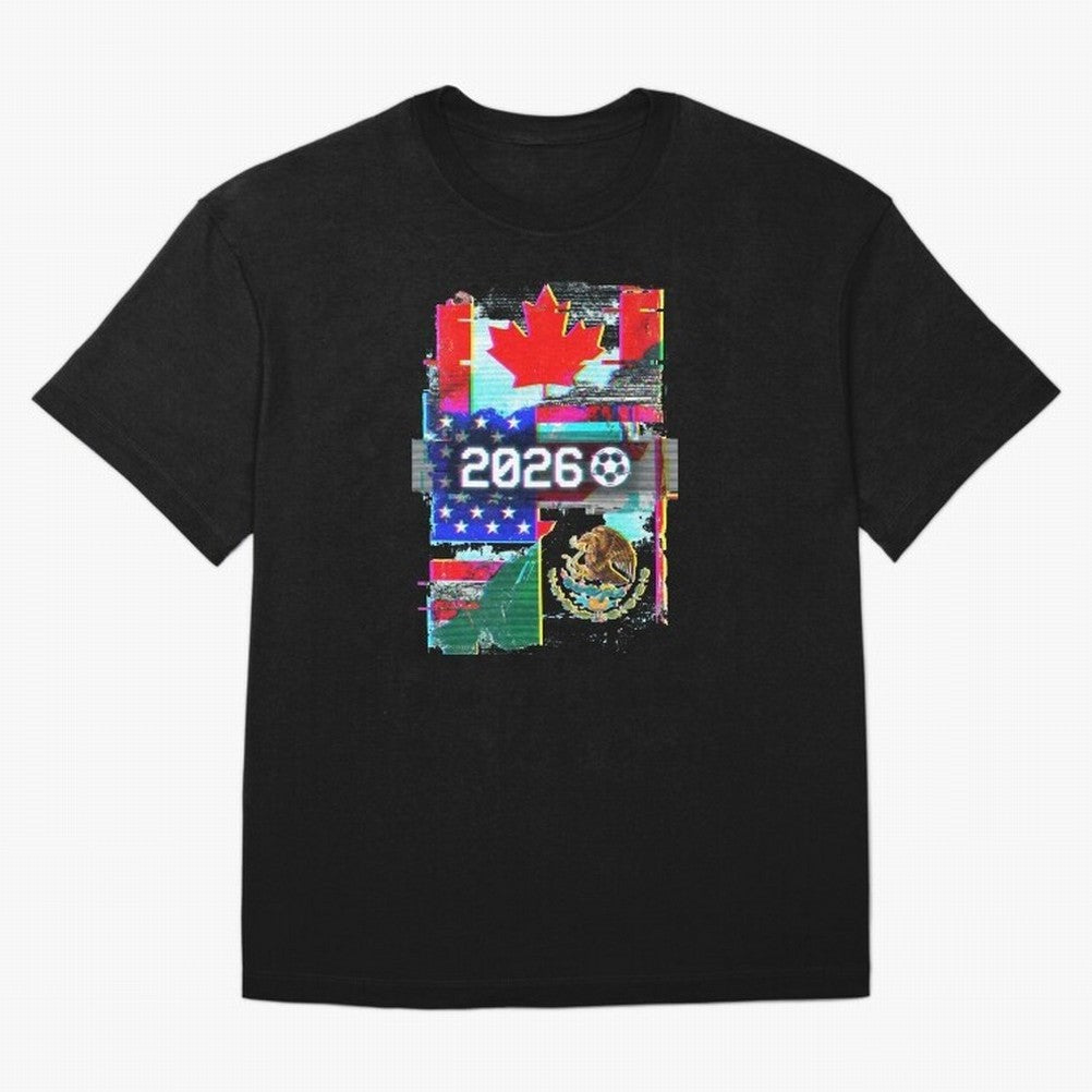 Glitched United 2026 - North America Tournament Emblem Classic T-Shirt Unlock FIFA World Cup 2026 USA Canada Mexico with Cristiano Ronaldo, Argentina, France and Brazil Energy, Stadium Chants, National Pride, Trophy Dreams and Unforgettable