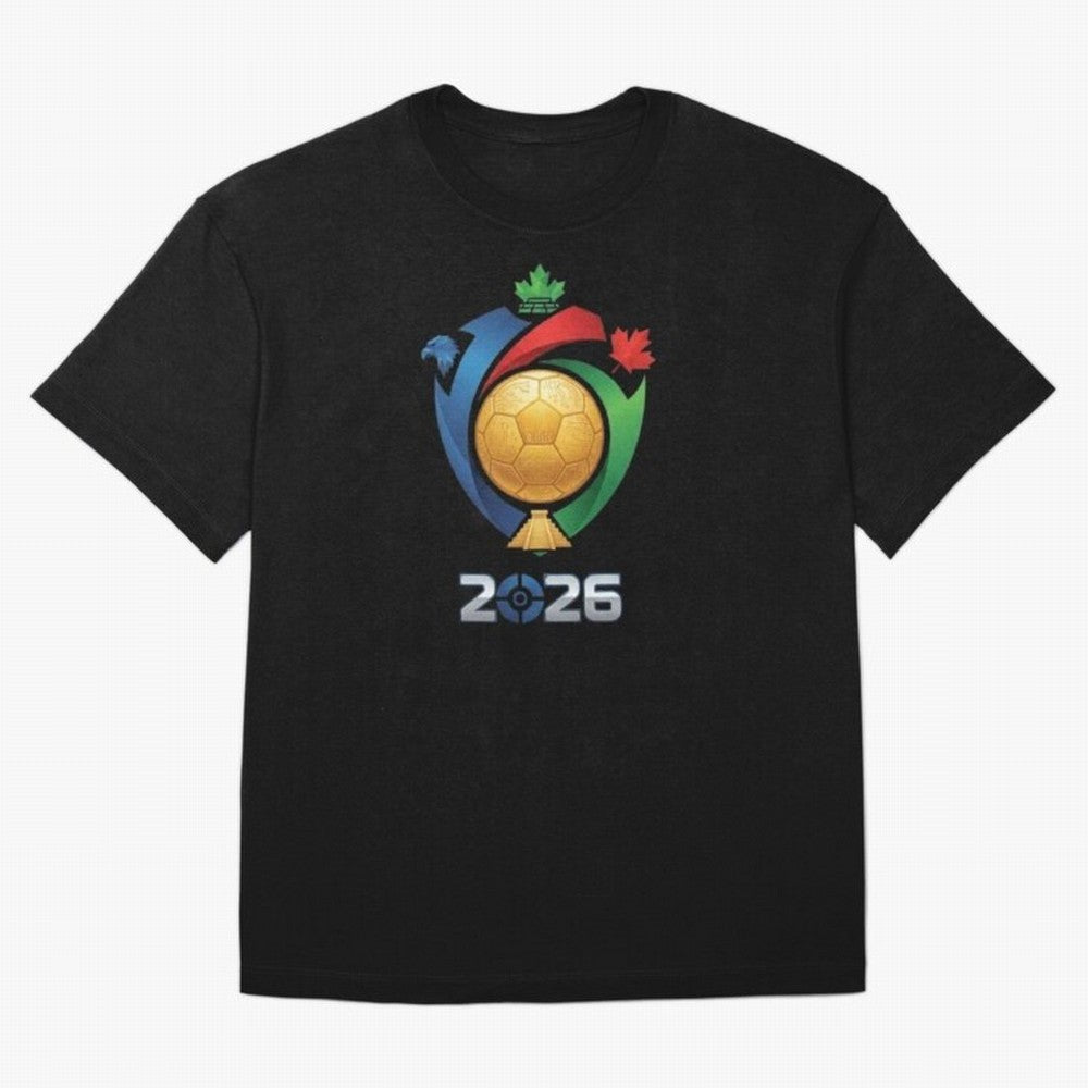 Golden Soccer Ball 2026 Host Nations Emblem Classic T-Shirt Celebrate the Magic of the FIFA World Cup 2026 Journey through Messi and Cristiano Ronaldo Highlights, Portugal Pride, Football Passion, Legendary Performances, Festival Vibes and