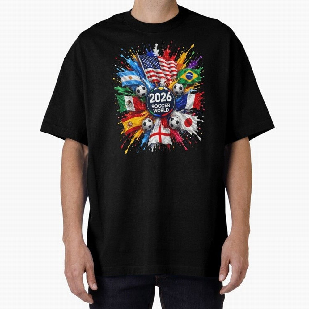 2026 Soccer World Championship Global Flags Paint Splash Sports Fan Graphic Classic T-Shirt Celebrate Unforgettable Nights in FIFA World Cup 2026 for Fans of Haaland and Mbappe and Spain, Bringing Soccer Culture, Superstar Moments, National Team