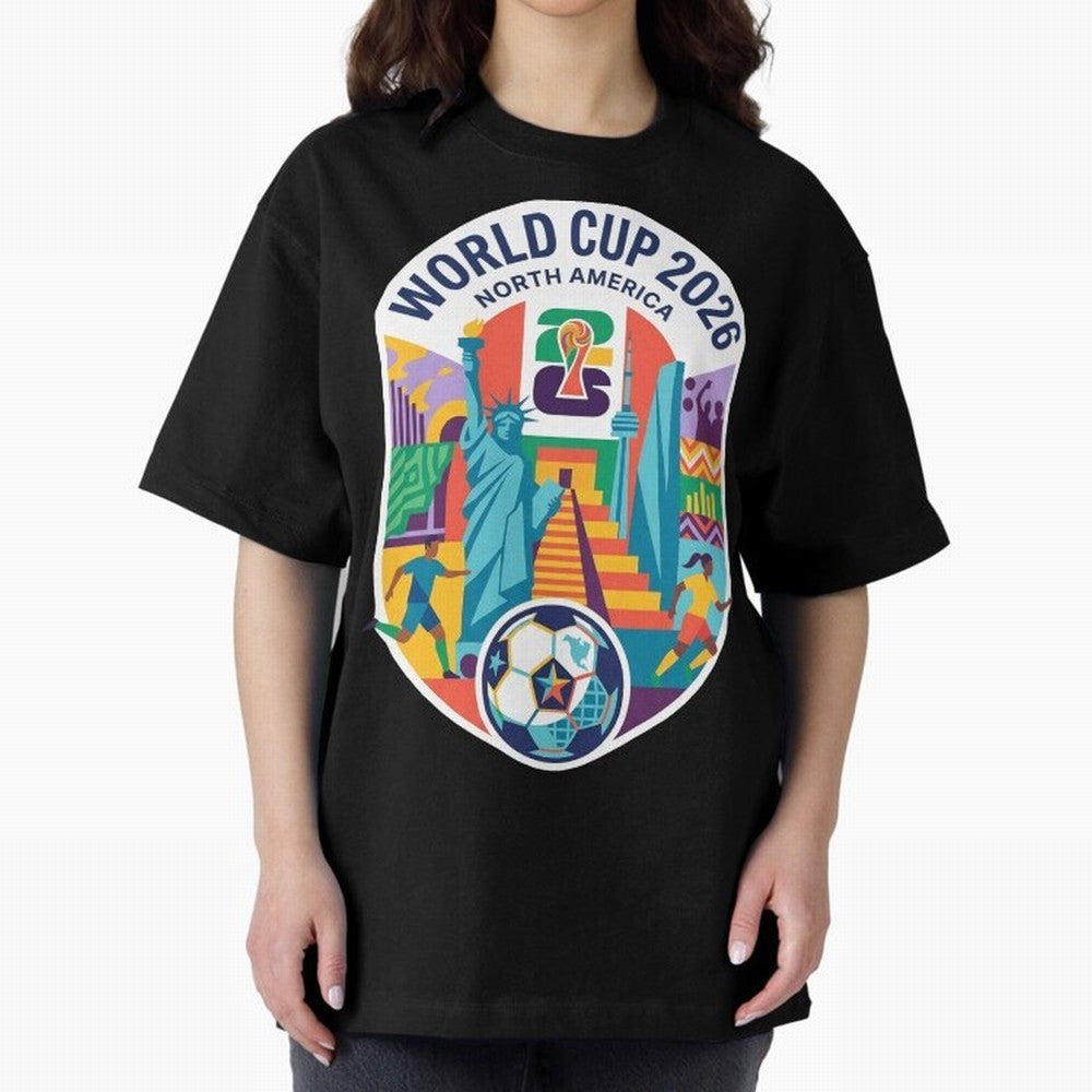 World Cup 2026 North America Soccer Tournament Colorful Emblem Classic T-Shirt Build FIFA World Cup 2026 USA Canada Mexico Spirit, Connected to Spain, Messi and Cristiano Ronaldo, Football Passion, Legendary Performances, Festival Vibes and
