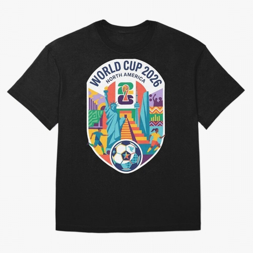 World Cup 2026 North America Soccer Tournament Colorful Emblem Classic T-Shirt Build FIFA World Cup 2026 USA Canada Mexico Spirit, Connected to Spain, Messi and Cristiano Ronaldo, Football Passion, Legendary Performances, Festival Vibes and