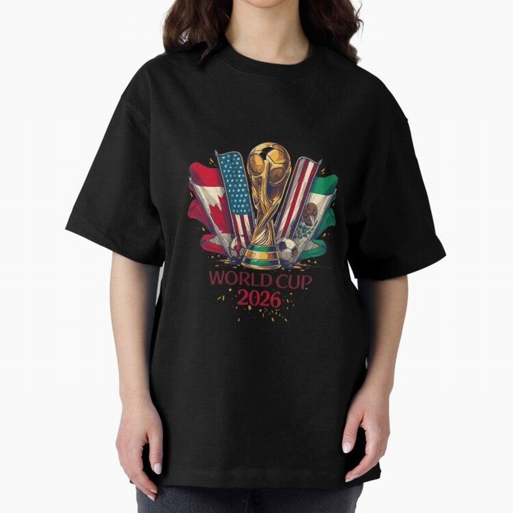 Host Trio Flags Banner Trophy Classic T-Shirt Celebrate Unforgettable Nights in FIFA World Cup 2026 Group Stage Spirit, Highlighting England and Germany, Mbappe and Neymar, Retro Football Energy, Iconic Rivalries, Trophy Chase Drama and Stadium