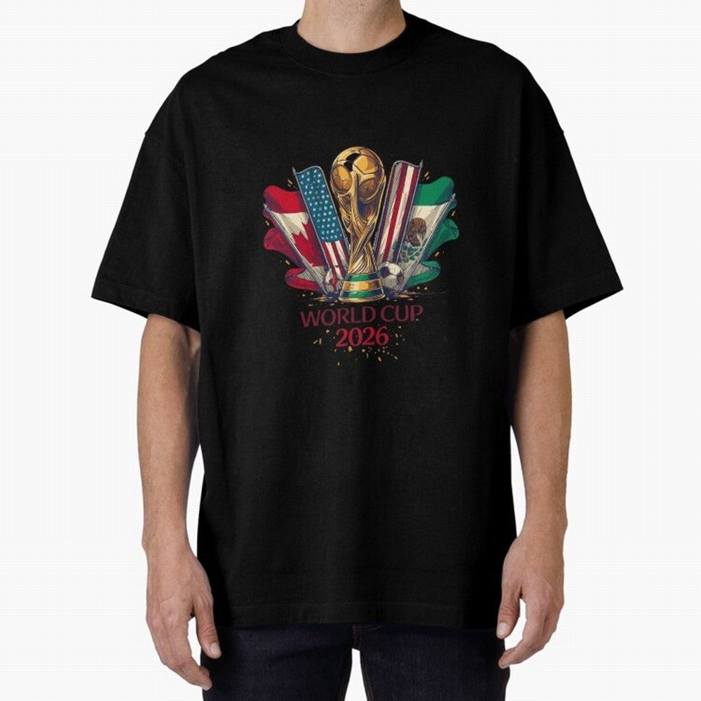 Host Trio Flags Banner Trophy Classic T-Shirt Celebrate Unforgettable Nights in FIFA World Cup 2026 Group Stage Spirit, Highlighting England and Germany, Mbappe and Neymar, Retro Football Energy, Iconic Rivalries, Trophy Chase Drama and Stadium