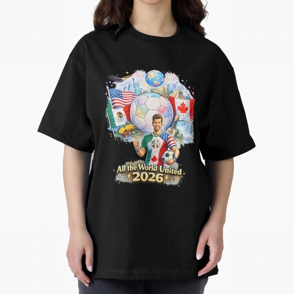 All The World United 2026 Football Classic T-Shirt Represent Football Lovers during Match Day Hype around FIFA World Cup 2026 USA Canada Mexico, Neymar, Brazil, Football Passion, Legendary Performances, Festival Vibes and Supporter Community;