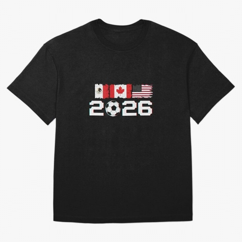Glitched United 2026 Cup - North America Emblem Part 2 T-Shirt_82924673 Classic T-Shirt Join the Countdown to the FIFA World Cup 2026 Group Stage Journey through CR7 and Messi Highlights, Argentina, France and Brazil Pride, Sports Nostalgia,