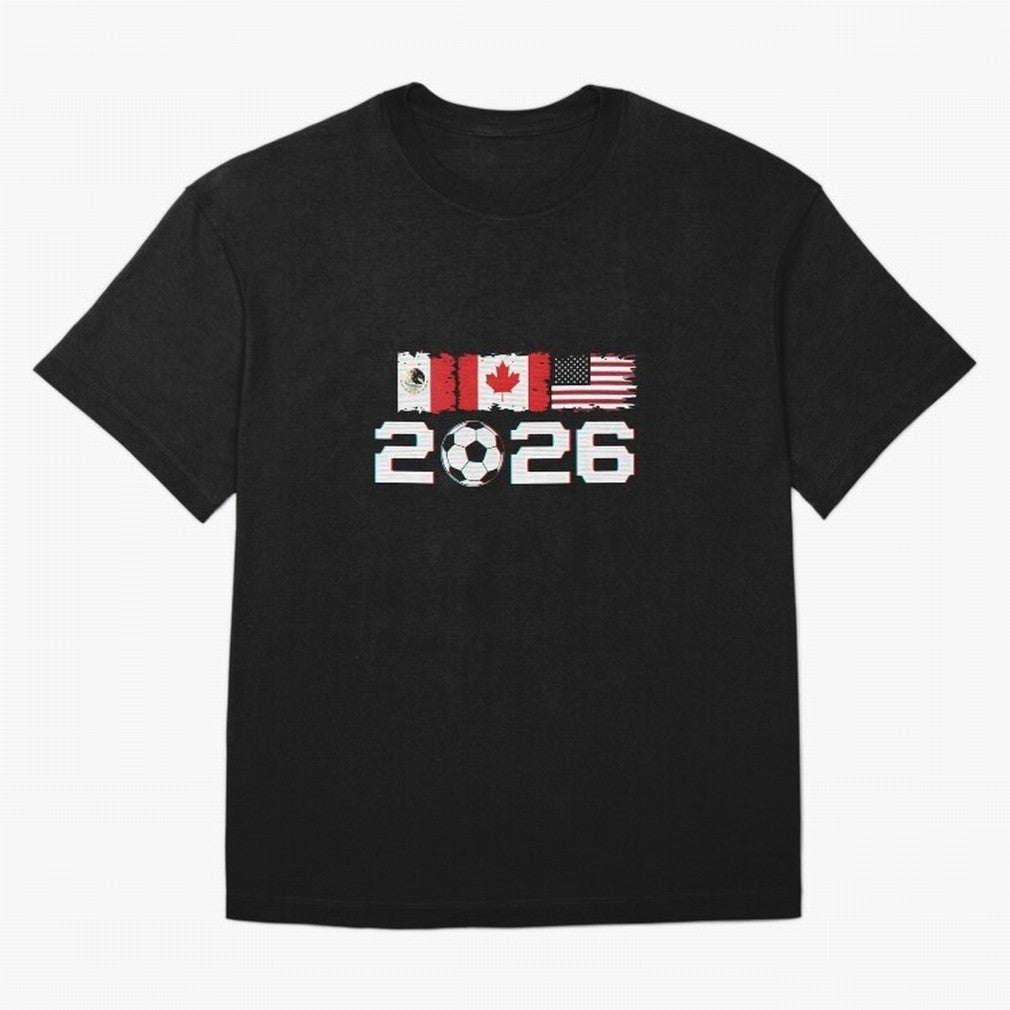 Glitched United 2026 Cup - North America Emblem Part 2 T-Shirt_82924673 Classic T-Shirt Celebrate Every Goal in Global Football Passion for FIFA World Cup 2026, Filled with Messi, CR7 and Mbappe, Spain, Championship Spirit, Famous Goals, Roaring
