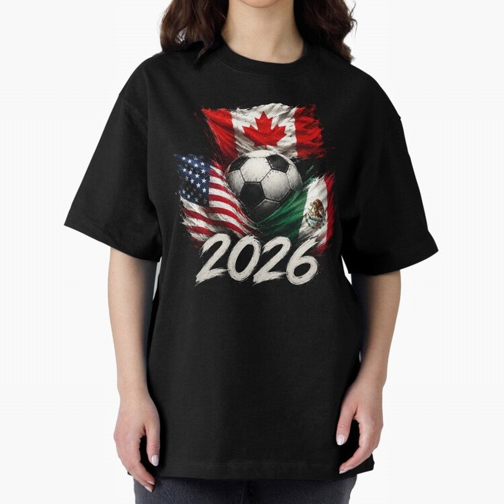 Soccer 2026 USA Canada Mexico ¨C World Football Flags Design Classic T-Shirt Turn Up for the FIFA World Cup 2026 Group Stage Journey through CR7 and Messi Highlights, England and Germany Pride, Goal Celebration Energy, Supporter Heritage, Football