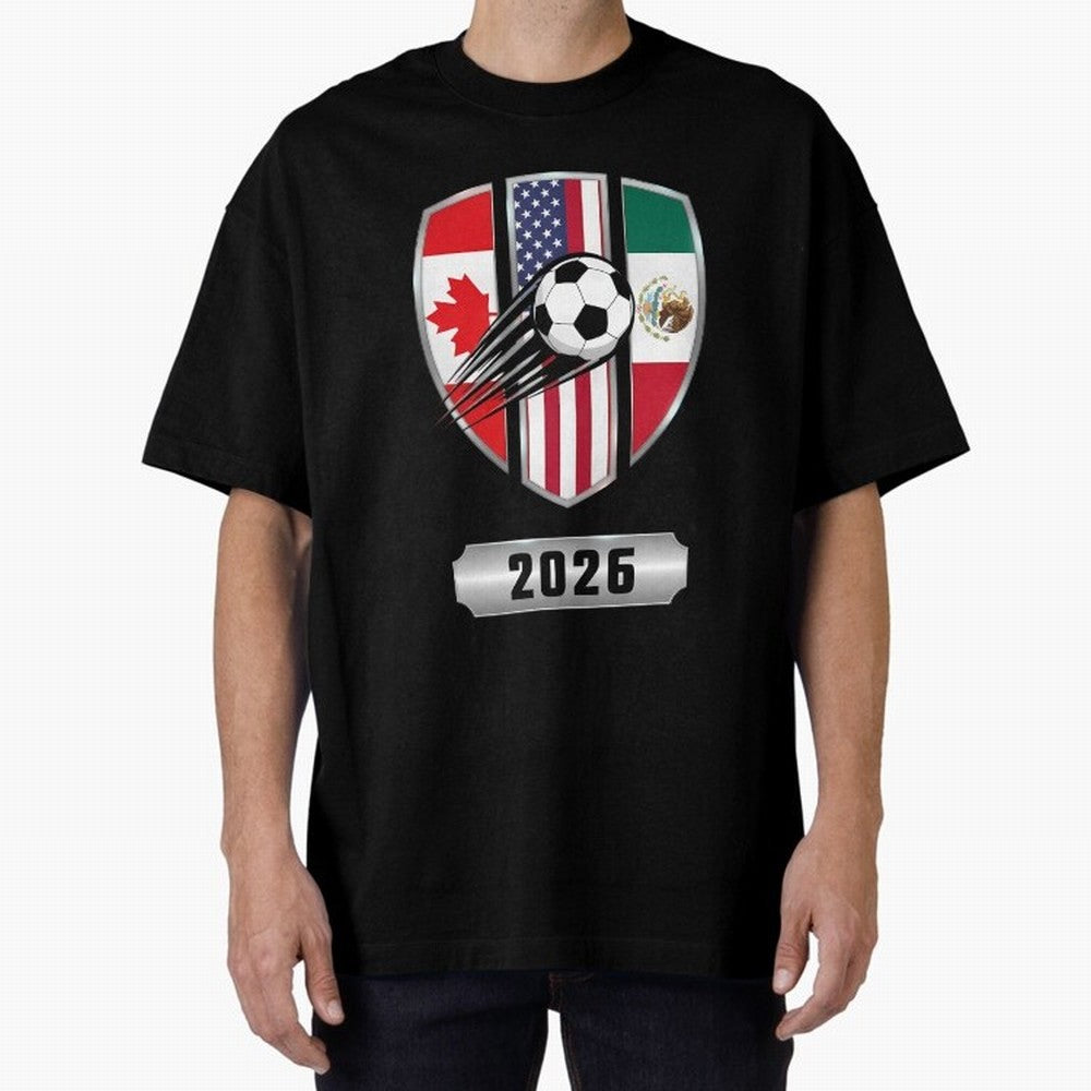 North United America Shield 2026 Cup Classic T-Shirt Enjoy the Biggest Football Party of FIFA World Cup 2026 USA Canada Mexico Spirit, Driven by Argentina, France and Brazil, CR7 and Messi, Worldwide Fan Energy, Dramatic Goals, Stadium Lights and