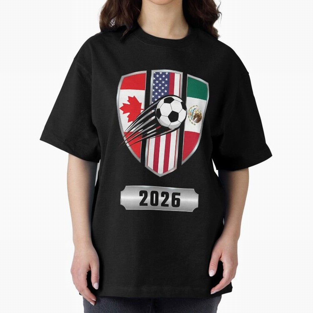North United America Shield 2026 Cup Classic T-Shirt Enjoy the Biggest Football Party of FIFA World Cup 2026 USA Canada Mexico Spirit, Driven by Argentina, France and Brazil, CR7 and Messi, Worldwide Fan Energy, Dramatic Goals, Stadium Lights and
