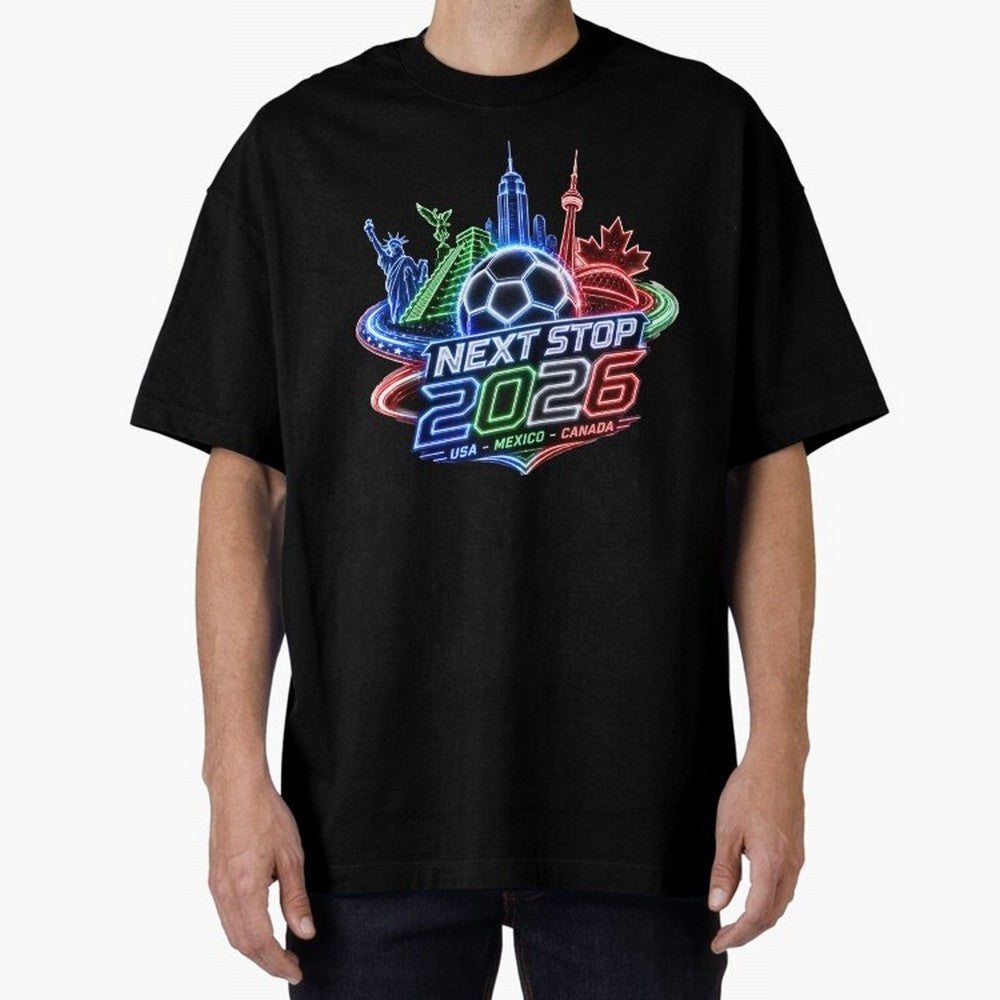 Next Stop 2026 USA Mexico Canada Neon Soccer Emblem Classic T-Shirt Make the Season About the FIFA World Cup 2026 USA Canada Mexico Journey through Neymar Highlights, Spain Pride, Stadium Memories, Football Loyalty, International Chants and