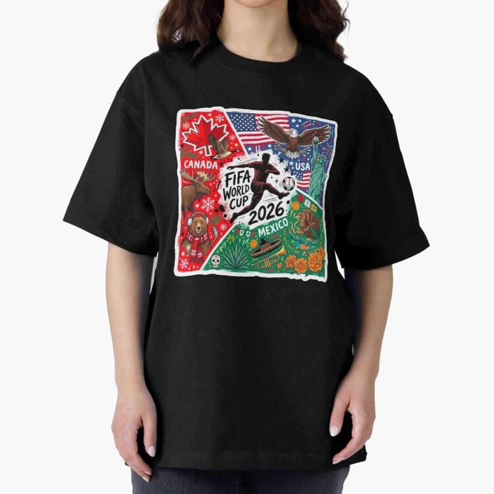 FIFA World Cup 2026 USA Canada Mexico ¨C Patriotic Football Collage Design Classic T-Shirt Keep the Match Day Mood of Global Football Passion for FIFA World Cup 2026, Built around Haaland and Mbappe, England and Germany, Championship Spirit, Famous
