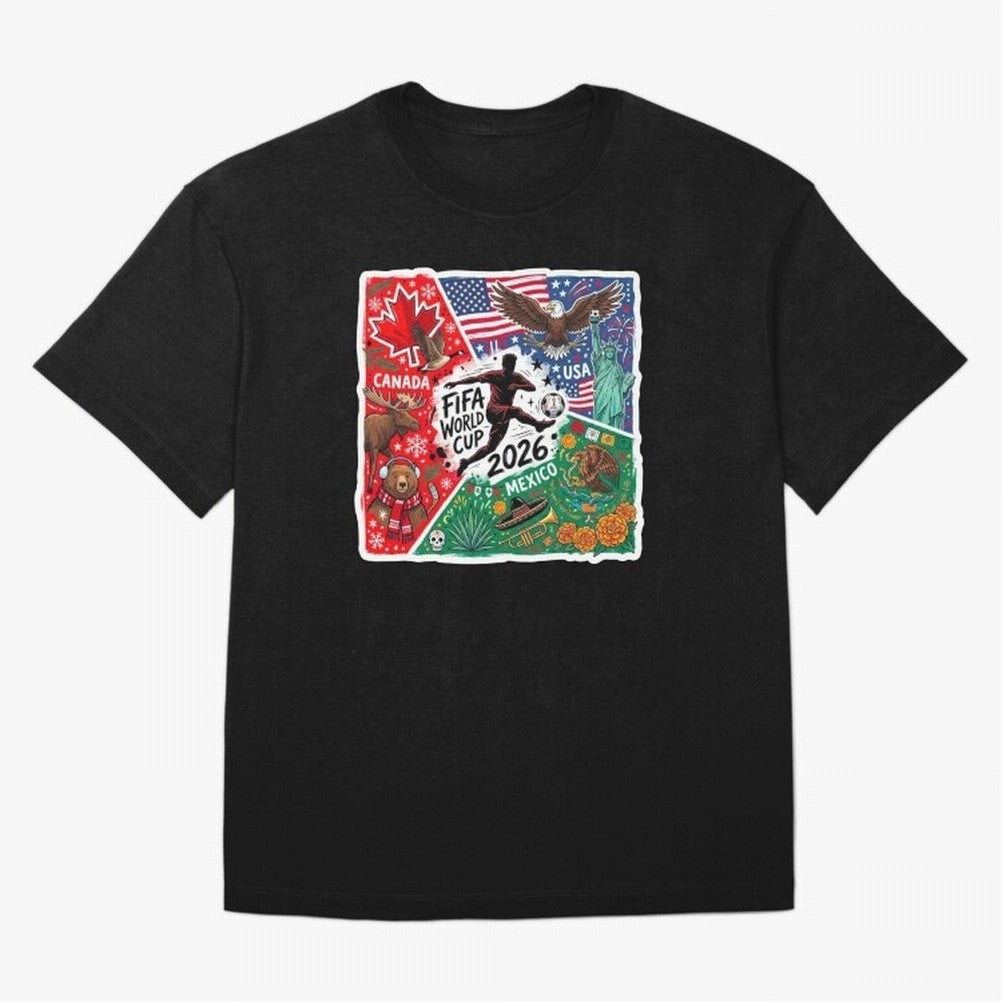 FIFA World Cup 2026 USA Canada Mexico ¨C Patriotic Football Collage Design Classic T-Shirt Keep the Match Day Mood of Global Football Passion for FIFA World Cup 2026, Built around Haaland and Mbappe, England and Germany, Championship Spirit, Famous