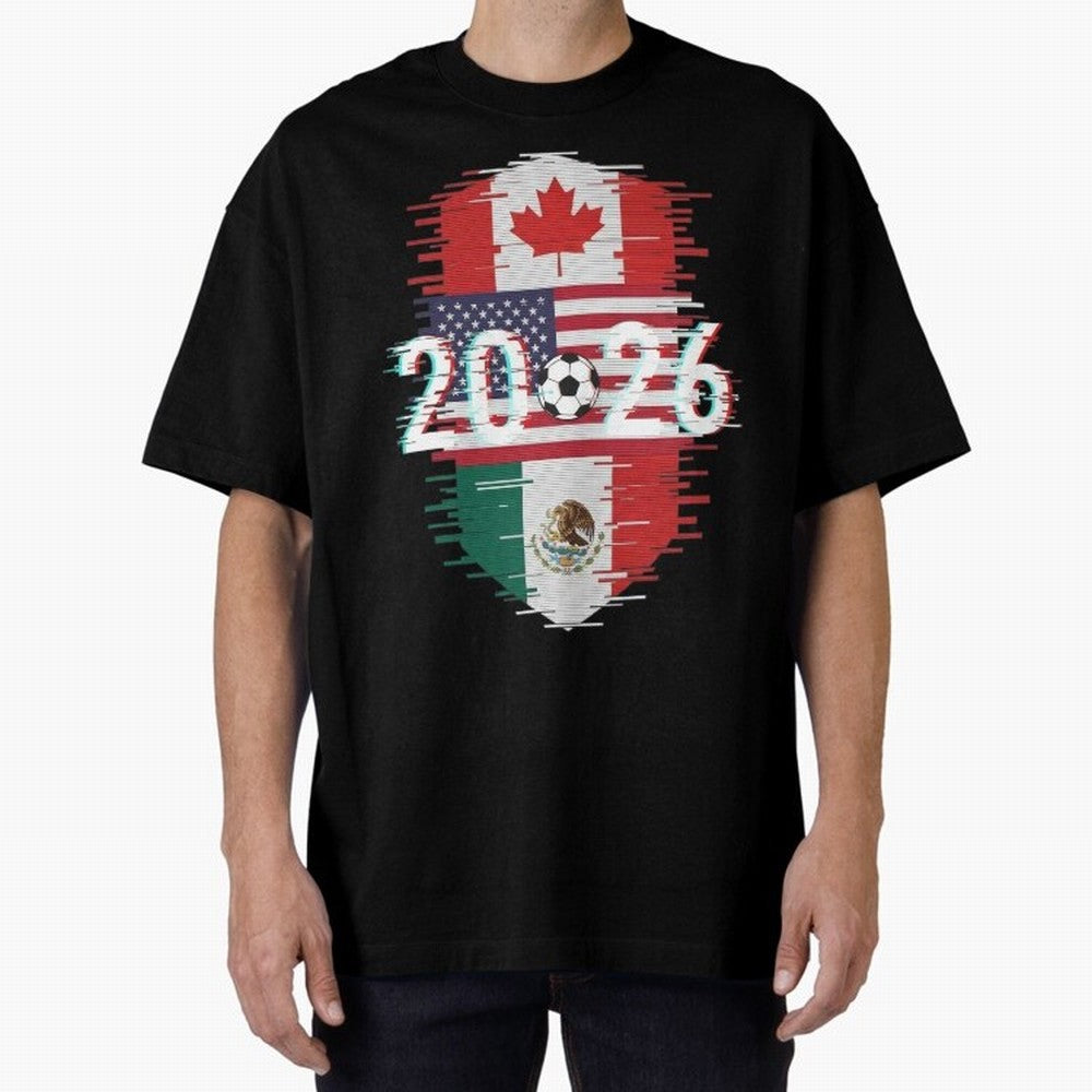 Glitched United 2026 - North America Emblem Classic T-Shirt Back the Journey through FIFA World Cup 2026 for Fans of Messi, Neymar and Mbappe and Germany, Bringing Tournament Hype, Historic Matchups, Family Viewing Parties and Global Sports Pride;