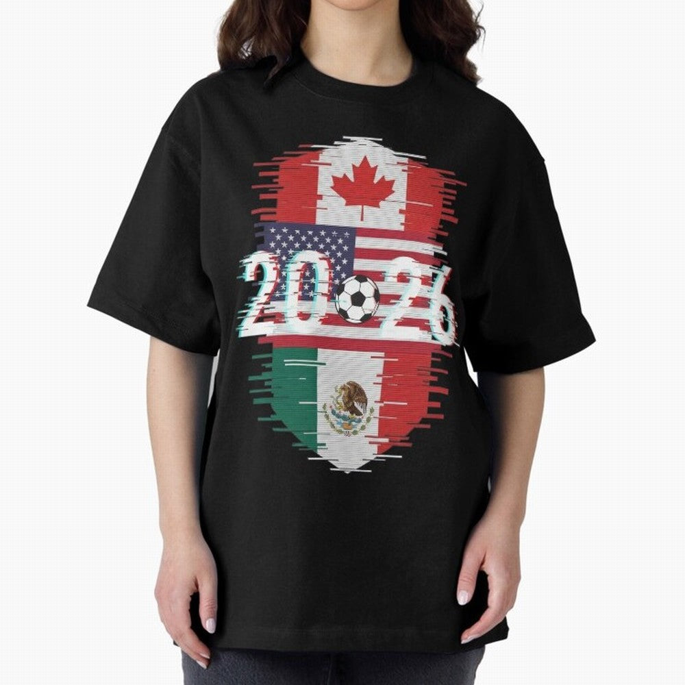 Glitched United 2026 - North America Emblem Classic T-Shirt Back the Journey through FIFA World Cup 2026 for Fans of Messi, Neymar and Mbappe and Germany, Bringing Tournament Hype, Historic Matchups, Family Viewing Parties and Global Sports Pride;