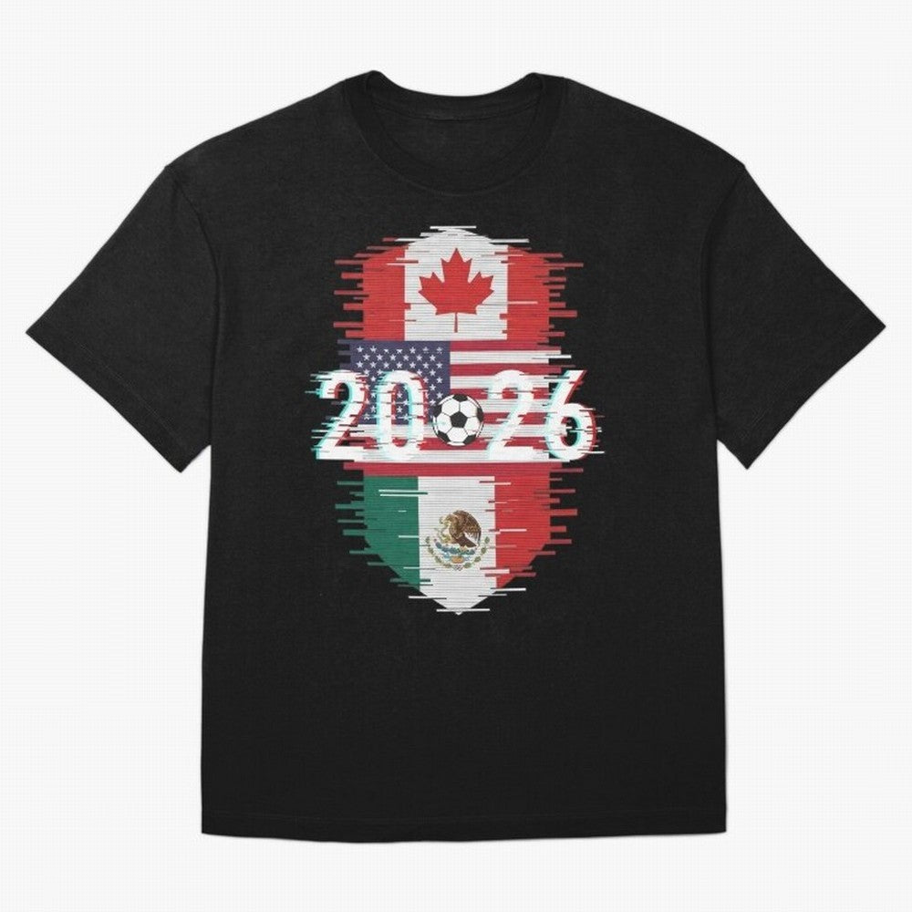 Glitched United 2026 - North America Emblem Classic T-Shirt Back the Journey through FIFA World Cup 2026 for Fans of Messi, Neymar and Mbappe and Germany, Bringing Tournament Hype, Historic Matchups, Family Viewing Parties and Global Sports Pride;