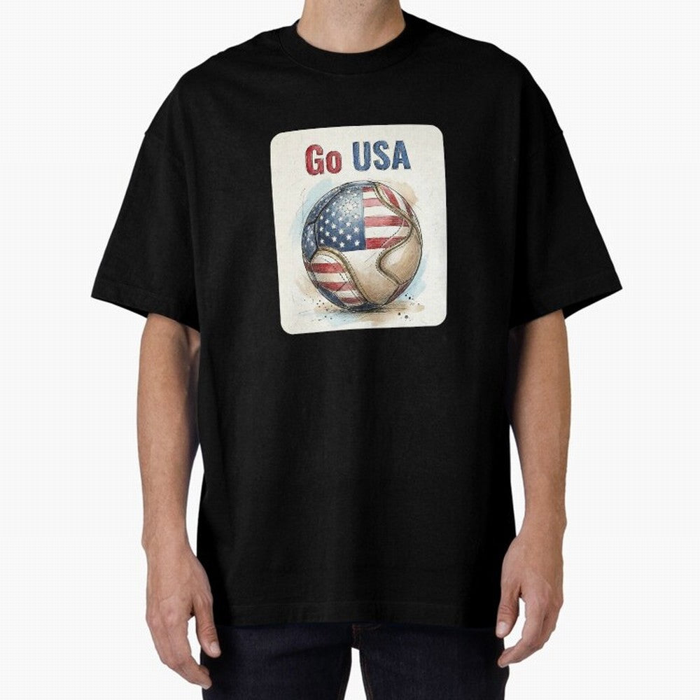 Go USA Soccer Ball Flag | American Football Fan Graphic Tee Classic T-Shirt Back the Journey through Global Football Passion for FIFA World Cup 2026 Group Stage, Centered on CR7, Argentina, France and Brazil, Goal Celebration Energy, Supporter