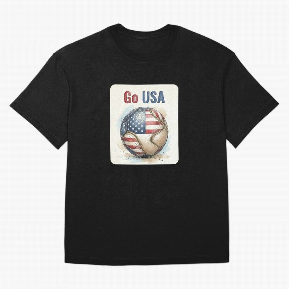 Go USA Soccer Ball Flag | American Football Fan Graphic Tee Classic T-Shirt Back the Journey through Global Football Passion for FIFA World Cup 2026 Group Stage, Centered on CR7, Argentina, France and Brazil, Goal Celebration Energy, Supporter