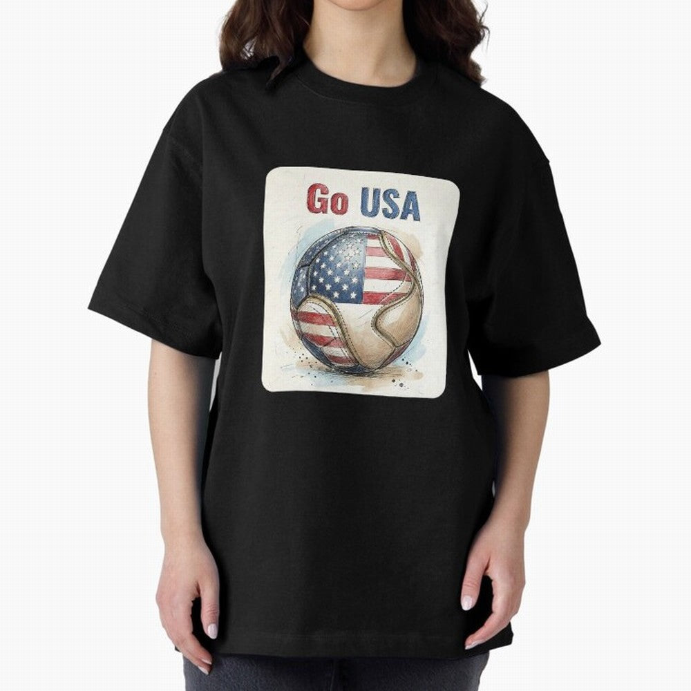 Go USA Soccer Ball Flag | American Football Fan Graphic Tee Classic T-Shirt Back the Journey through Global Football Passion for FIFA World Cup 2026 Group Stage, Centered on CR7, Argentina, France and Brazil, Goal Celebration Energy, Supporter