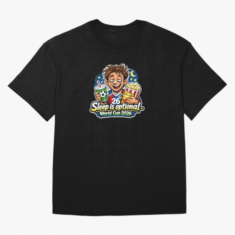 Sleep Is Optional ¨C World Cup 2026 Funny Soccer Fan Night Design Classic T-Shirt Celebrate Golden Goal Energy in Global Football Passion for FIFA World Cup 2026, Highlighting Mbappe, Spain and Netherlands, Retro Football Energy, Iconic Rivalries,