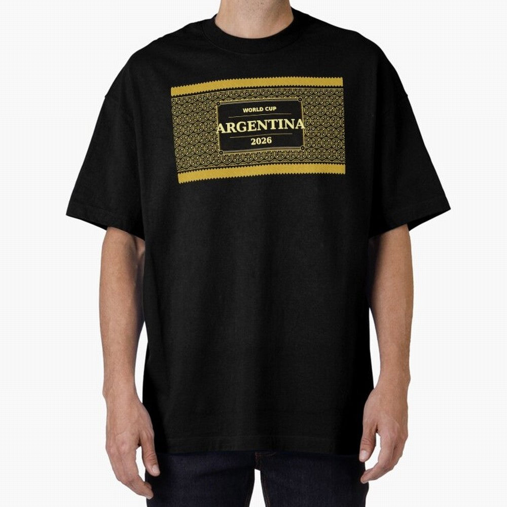 Argentina Football Fan 2026 Black Gold Luxury ¡ª Defending Champions Classic T-Shirt Make Game Day About Global Football Passion for FIFA World Cup 2026, Centered on Messi, CR7 and Mbappe, Argentina, France and Brazil, Championship Spirit, Famous
