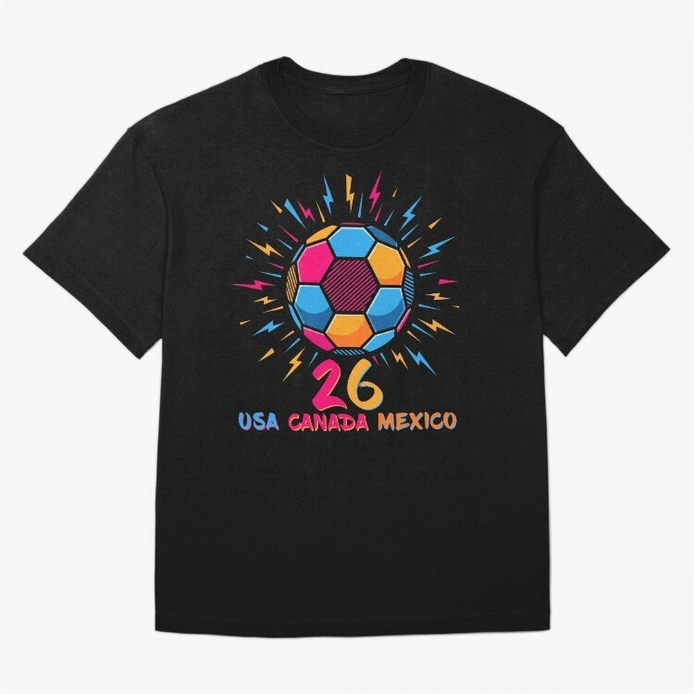2026 Colorful Soccer Ball USA Canada Mexico 26 Classic T-Shirt Honor Champions and Dreams in the FIFA World Cup 2026 Group Stage Journey through Messi, CR7 and Mbappe Highlights, Germany Pride, Classic Soccer Heritage, Championship Pressure, Fan
