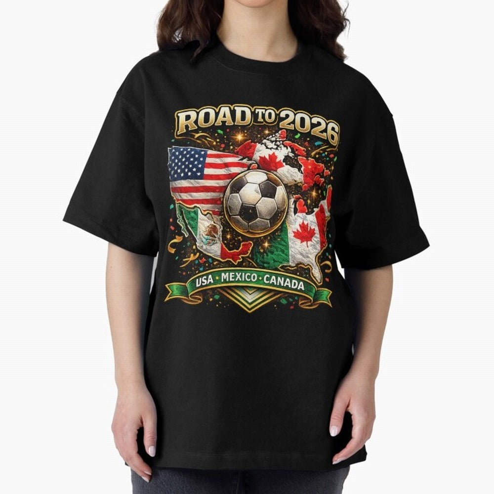 Road to 2026 Soccer Tournament - USA Mexico Canada Flags Classic T-Shirt Represent Football Lovers during Global Football Passion for FIFA World Cup 2026, Built around Mbappe, France and Portugal, Fan Favorite Moments, National Team Passion, Big