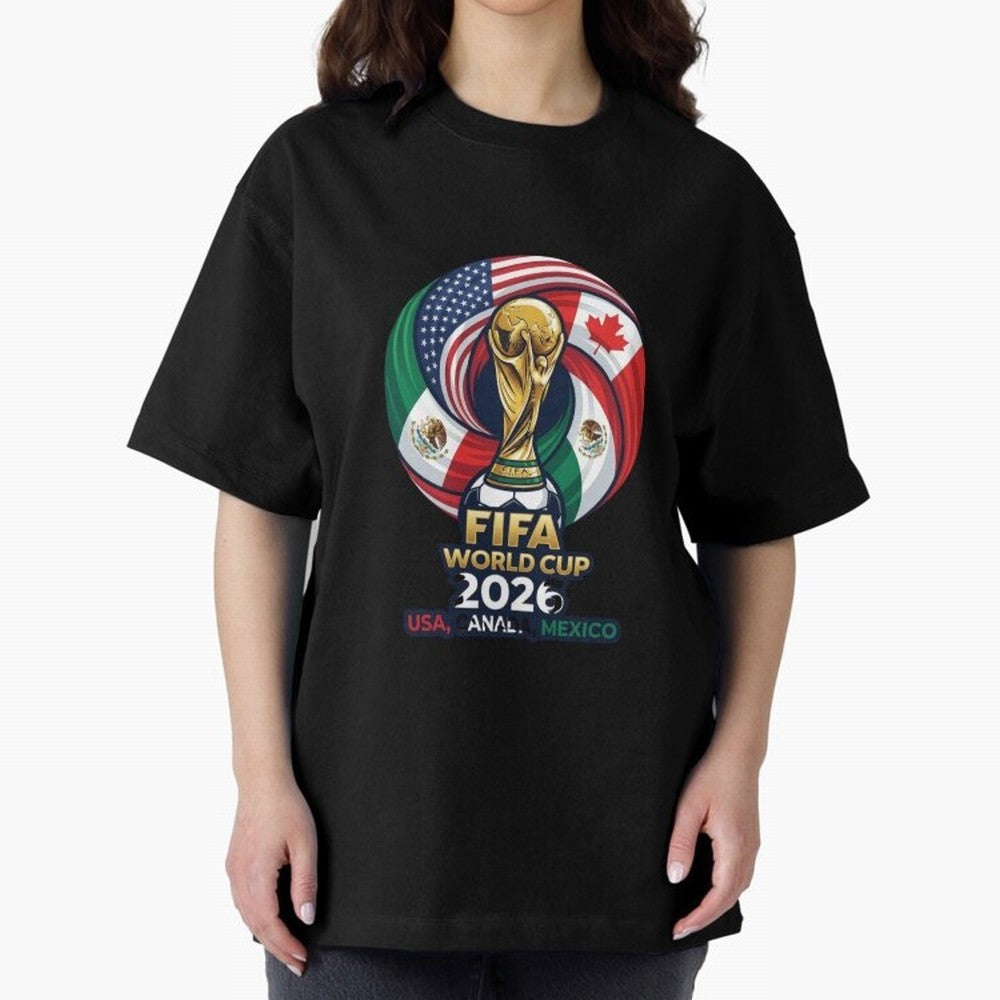 Glossy Host Nations Trophy Shield Classic T-Shirt Celebrate the Stars of Global Football Passion for FIFA World Cup 2026, Connected to Haaland, Argentina, France and Brazil, Football Festival Excitement, Trophy Ambitions, Country Rivalries and Star