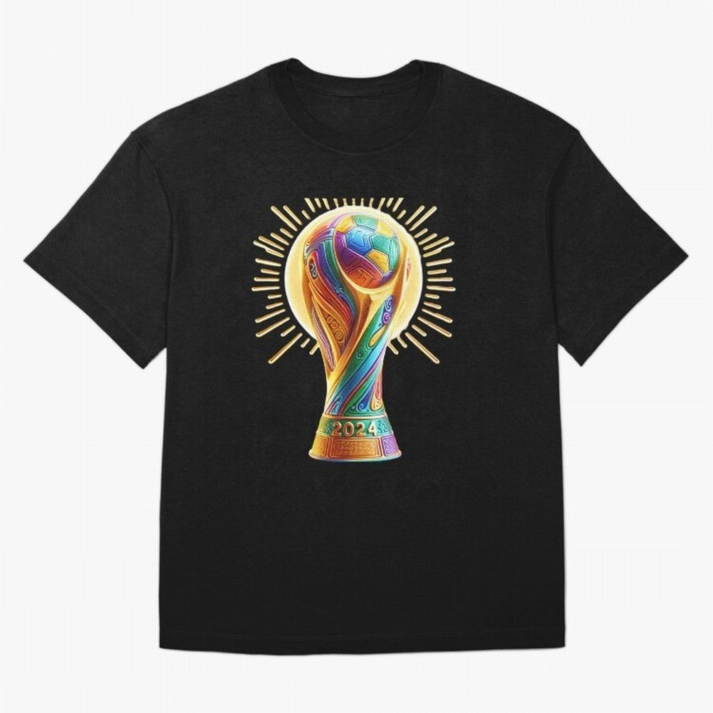 Golden Illuminating Cup Classic T-Shirt Make Every Kick Count in Match Day Hype around FIFA World Cup 2026 Group Stage, Mbappe and Neymar, Argentina, France and Brazil, Retro Football Energy, Iconic Rivalries, Trophy Chase Drama and Stadium