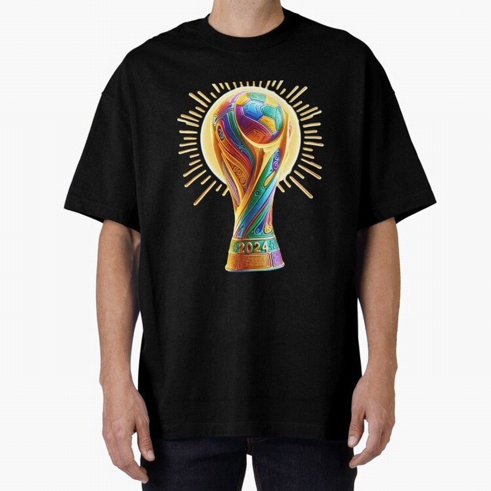 Golden Illuminating Cup Classic T-Shirt Make Every Kick Count in Match Day Hype around FIFA World Cup 2026 Group Stage, Mbappe and Neymar, Argentina, France and Brazil, Retro Football Energy, Iconic Rivalries, Trophy Chase Drama and Stadium