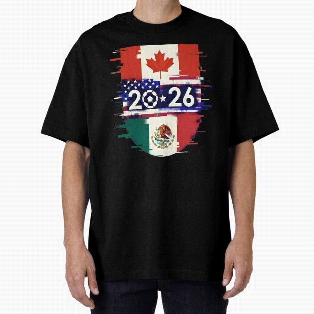 Glitched United 2026 - North America Emblem Cup Classic T-Shirt Cheer through Every Moment of the FIFA World Cup 2026 USA Canada Mexico Journey through Messi, Neymar and Mbappe Highlights, Germany Pride, Match Day Excitement, Supporter Culture,
